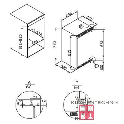 Amica Uks 16147 Unterbaukuhlschrank Mit Gefrierfach 81 5 Cm Nische
